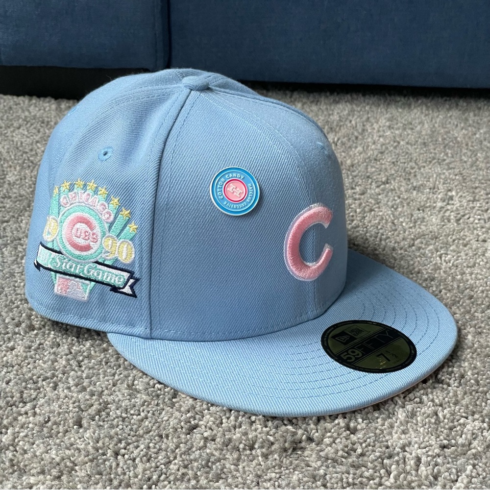 Hat Club New Era Chicago Cubs Fitted Hat 1990 ASG Patch Cotton Candy Pack 7 1/2